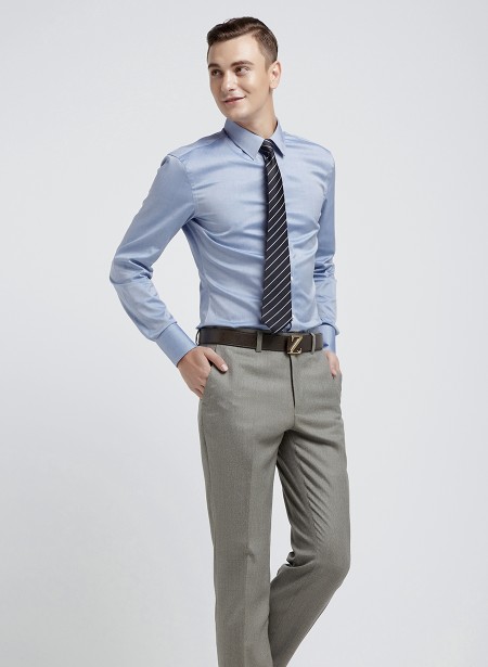 淡钢蓝标准领衬衫