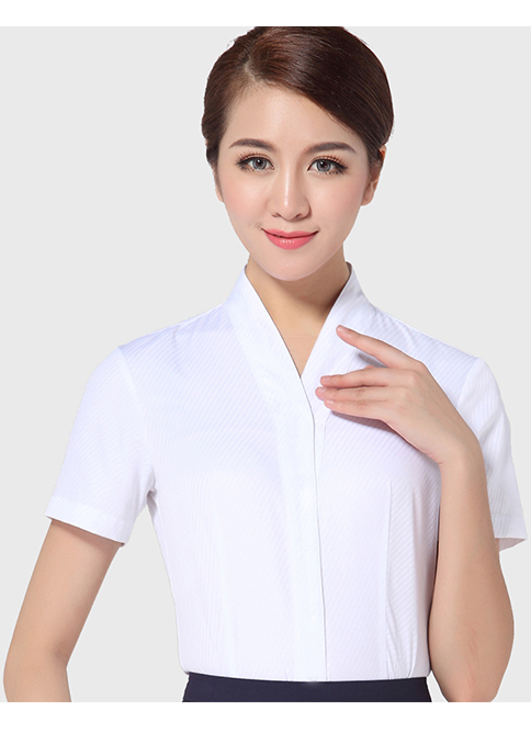 南航空姐职业衬衫白色v领衬衣